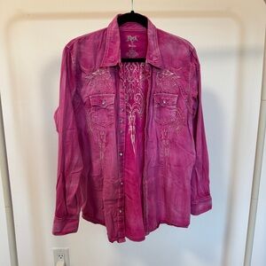 Pink Embroidered Women's Blouse